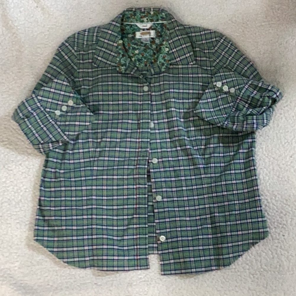 Talbots three quarter sleeve plaid blouse, size 1Xp